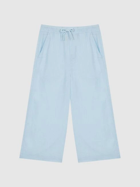 Reiss Ice Blue Cleo Junior Linen Drawstring Trousers 2 Reiss Ice Blue Cleo Junior Linen Drawstring Trousers – Image 2