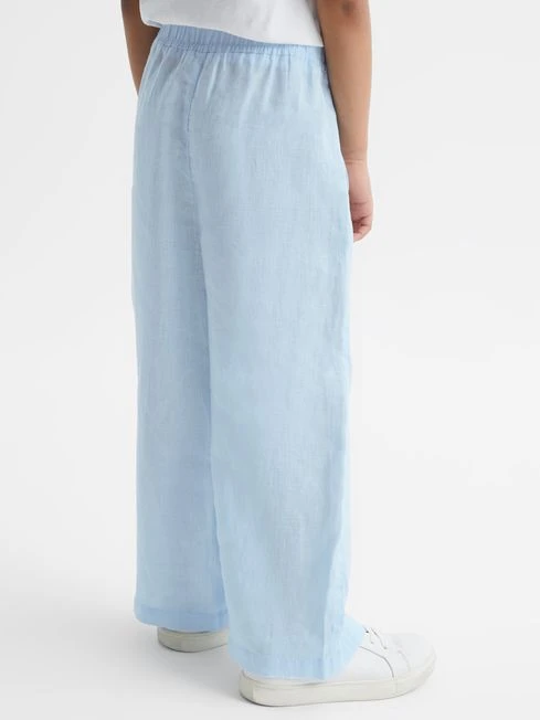 Reiss Ice Blue Cleo Junior Linen Drawstring Trousers 5 Reiss Ice Blue Cleo Junior Linen Drawstring Trousers – Image 5