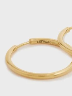 Reiss Gold Senorita 20 Maria Black Hoop Earrings -Reiss D62 353s5