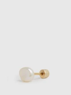 Reiss Gold Baroque Maria Black Stud Earring