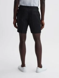 Reiss Black Searcy Linen Side Adjuster Shorts -Reiss D62 924s5