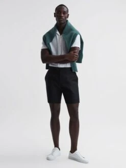 Reiss Black Searcy Linen Side Adjuster Shorts -Reiss D62 924s6