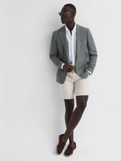 Reiss Oatmeal Searcy Linen Side Adjuster Shorts -Reiss D62 925s6