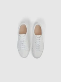 Reiss White Luca Tumbled Tumbled Leather Sneakers -Reiss D65 235s3