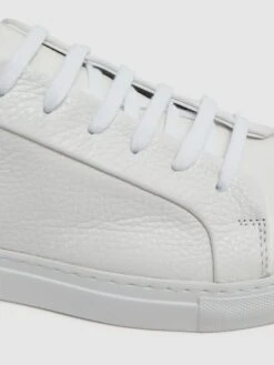 Reiss White Luca Tumbled Tumbled Leather Sneakers -Reiss D65 235s5