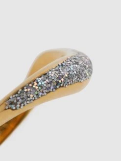 Reiss Gold Aura Maria Black Glitter Ring -Reiss D67 436s5
