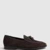 Reiss Chocolate Windsor Suede Tassel Loafers