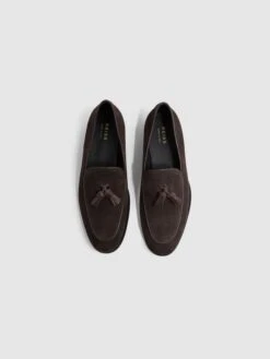 Reiss Chocolate Windsor Suede Tassel Loafers -Reiss D67 729s4