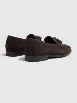 Reiss Chocolate Windsor Suede Tassel Loafers -Reiss D67 729s5