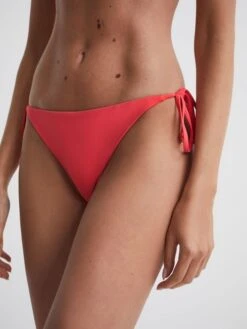 Reiss Bright Coral Ripley Side Tie Bikini Bottoms -Reiss D68 916s4