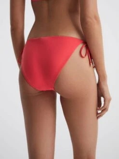 Reiss Bright Coral Ripley Side Tie Bikini Bottoms -Reiss D68 916s5