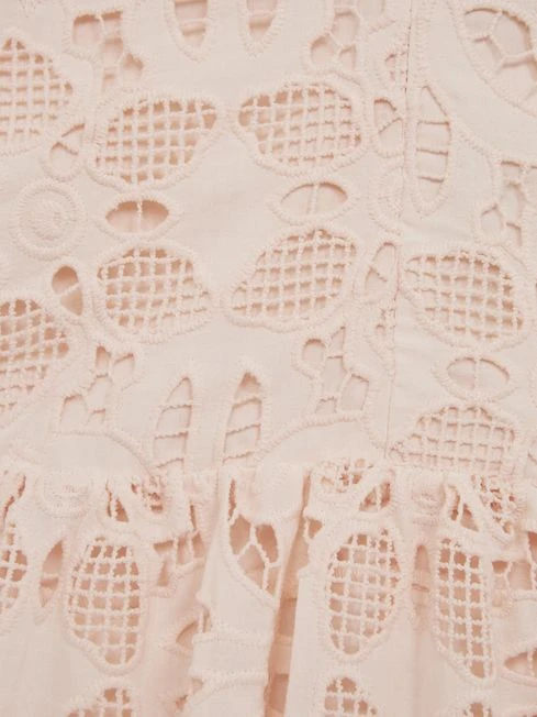 Reiss Pink Callie Senior Cross Back Lace Dress 6 Reiss Pink Callie Senior Cross Back Lace Dress – Image 6