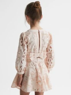 Reiss Pink Nella Senior Long Sleeve Lace Cropped Top -Reiss D68 959s5