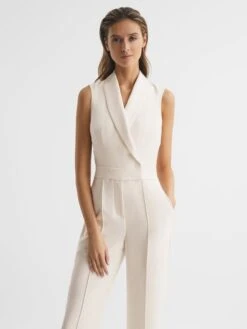 Reiss Ivory Dani Petite Tuxedo Jumpsuit -Reiss D68 977s3