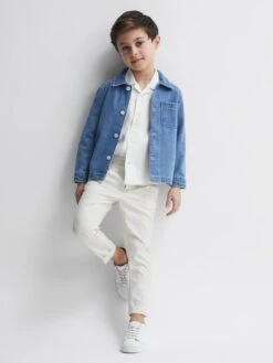 Reiss Ecru Vitus Junior Cuban Collar Ribbed Polo -Reiss D70 185s3