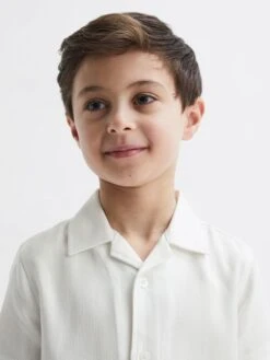 Reiss Ecru Vitus Junior Cuban Collar Ribbed Polo -Reiss D70 185s4