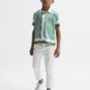 Reiss Green Vanpelt Senior Printed Cuban Collar Short Sleeve Shirt