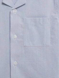 Reiss Navy Stripe Saka Senior Cuban Collar Striped Short Sleeve Shirt -Reiss D70 197s6