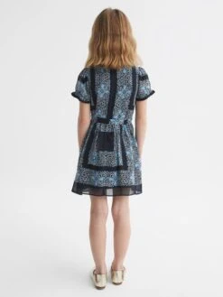 Reiss Navy Alianna Senior Floral Print Puff Sleeve Dress -Reiss D72 432s5