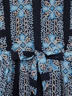 Reiss Navy Alianna Senior Floral Print Puff Sleeve Dress -Reiss D72 432s6