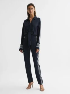 Reiss Navy Selma Long Sleeve Jumpsuit -Reiss D72 436s3