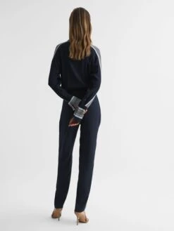 Reiss Navy Selma Long Sleeve Jumpsuit -Reiss D72 436s5