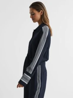 Reiss Navy Selma Long Sleeve Jumpsuit -Reiss D72 436s6