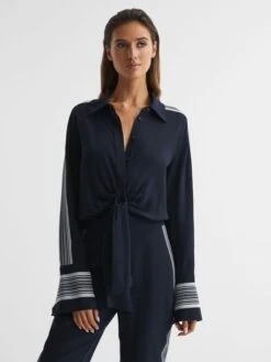 Reiss Navy Selma Long Sleeve Jumpsuit -Reiss D72 436s7
