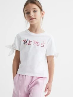 Reiss Pink Print Tally Junior Printed Cotton T-Shirt