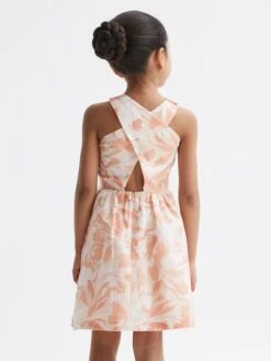 Reiss Pink Lottie Senior Floral Print Halter Neck Dress 11 Reiss Pink Lottie Senior Floral Print Halter Neck Dress -Reiss D74 789s5