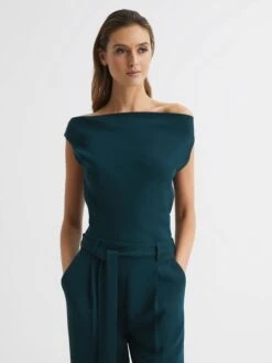 Reiss Teal Maple Off-The-Shoulder Jumpsuit -Reiss D75 715s3