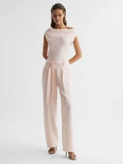 Reiss Nude Maple Off-The-Shoulder Jumpsuit