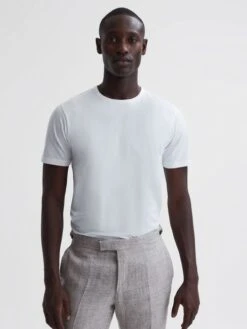 Reiss White Caspian Mercerised Crew Neck T-shirt