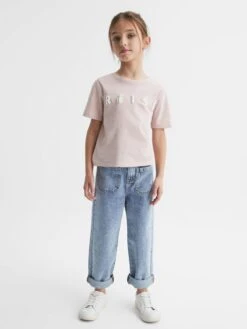 Reiss Blue Elodie Senior High Rise Washed Jeans