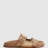 Reiss Natural Ezra Raffia Leather Sliders