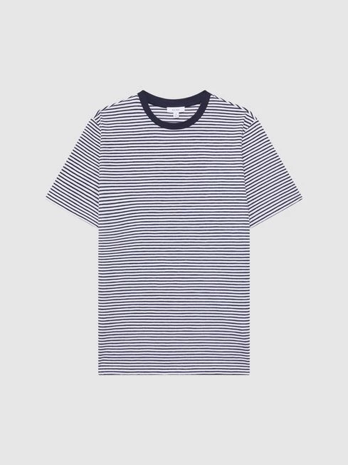 Reiss Navy/White Keats Striped Short Sleeve Crew Neck T-Shirt 2 Reiss Navy/White Keats Striped Short Sleeve Crew Neck T-Shirt – Image 2