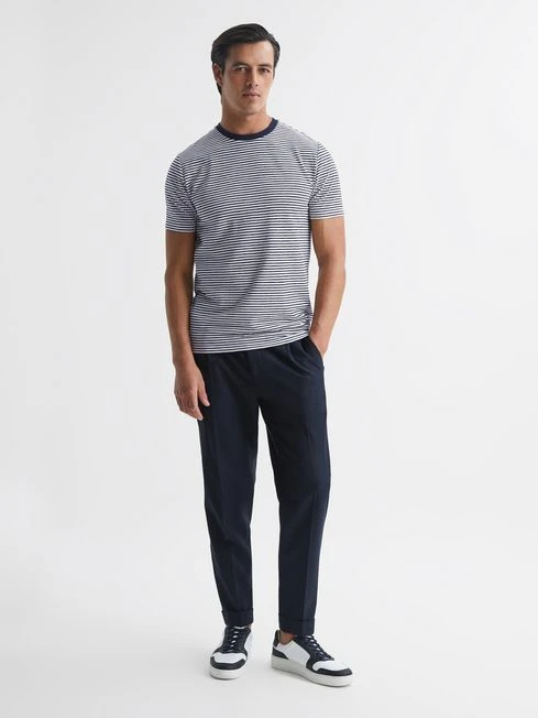 Reiss Navy/White Keats Striped Short Sleeve Crew Neck T-Shirt 3 Reiss Navy/White Keats Striped Short Sleeve Crew Neck T-Shirt – Image 3