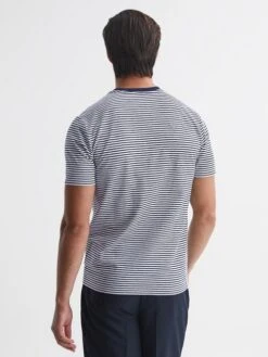 Reiss Navy/White Keats Striped Short Sleeve Crew Neck T-Shirt 10 Reiss Navy/White Keats Striped Short Sleeve Crew Neck T-Shirt -Reiss D85 477s5