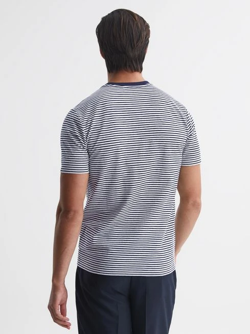 Reiss Navy/White Keats Striped Short Sleeve Crew Neck T-Shirt 5 Reiss Navy/White Keats Striped Short Sleeve Crew Neck T-Shirt – Image 5
