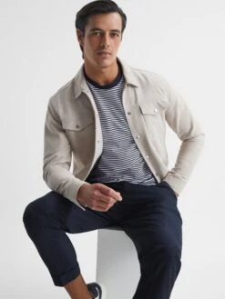 Reiss Navy/White Keats Striped Short Sleeve Crew Neck T-Shirt 11 Reiss Navy/White Keats Striped Short Sleeve Crew Neck T-Shirt -Reiss D85 477s6