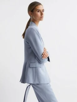 Reiss Pale Blue Shae Single Breasted Tailored Blazer -Reiss D87 090s3