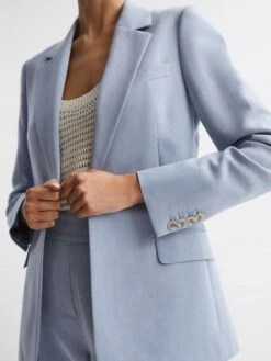 Reiss Pale Blue Shae Single Breasted Tailored Blazer -Reiss D87 090s4