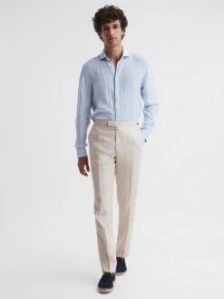 Reiss Stone Kin Slim Fit Linen Trousers