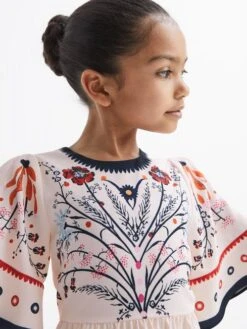 Reiss Ivory Ania Junior Floral Printed Dress -Reiss D89 702s4