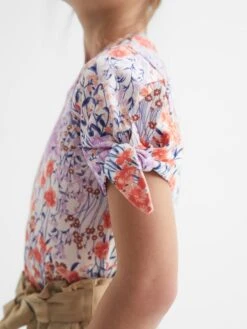 Reiss Pink Tally Senior Printed Cotton T-Shirt -Reiss D91 337s4