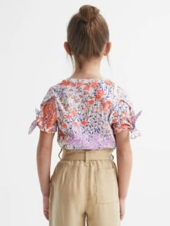 Reiss Pink Tally Senior Printed Cotton T-Shirt -Reiss D91 337s5