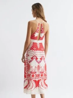 Reiss Coral Ebony Abstract Print Maxi Dress -Reiss D91 340s5