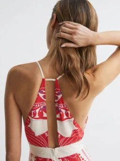 Reiss Coral Ebony Abstract Print Maxi Dress -Reiss D91 340s6