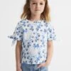 Reiss Blue Print Tally Junior Printed Cotton T-Shirt