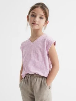 Reiss Lilac Freddie Senior Jersey V Neck T-Shirt -Reiss D91 469s3